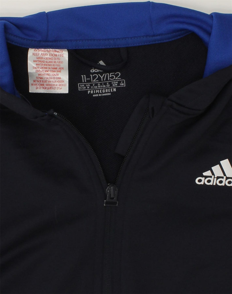 ADIDAS Boys Performance Zip Hoodie Sweater 11-12 Years Navy Blue | Vintage Adidas | Thrift | Second-Hand Adidas | Used Clothing | Messina Hembry 