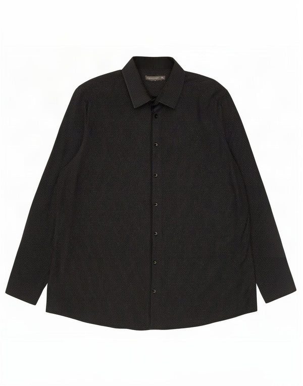 Angelo Litrico Mens Shirt Size 45/46 2XL Black Spotted Cotton