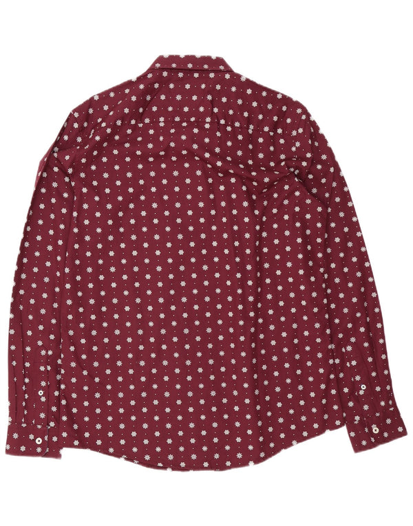 Crew Clothing Mens Slim Fit Shirt Medium Burgundy Floral Cotton