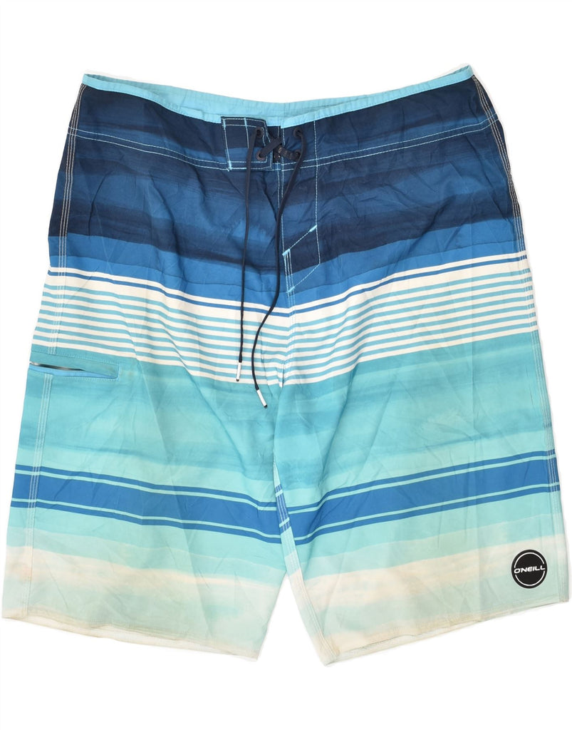 O'NEILL Mens Swimming Shorts Large Blue Striped Polyester | Vintage O'Neill | Thrift | Second-Hand O'Neill | Used Clothing | Messina Hembry 