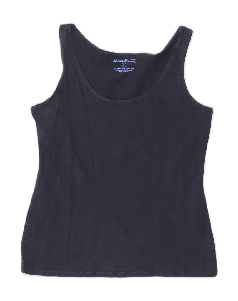 EDDIE BAUER Womens Vest Top UK 14 Large Navy Blue Cotton | Vintage Eddie Bauer | Thrift | Second-Hand Eddie Bauer | Used Clothing | Messina Hembry 