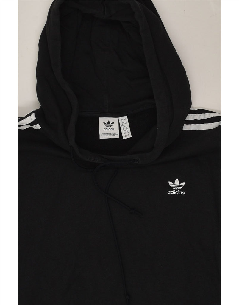 ADIDAS Womens Oversized Hoodie Jumper UK 12 Medium Black Cotton | Vintage Adidas | Thrift | Second-Hand Adidas | Used Clothing | Messina Hembry 