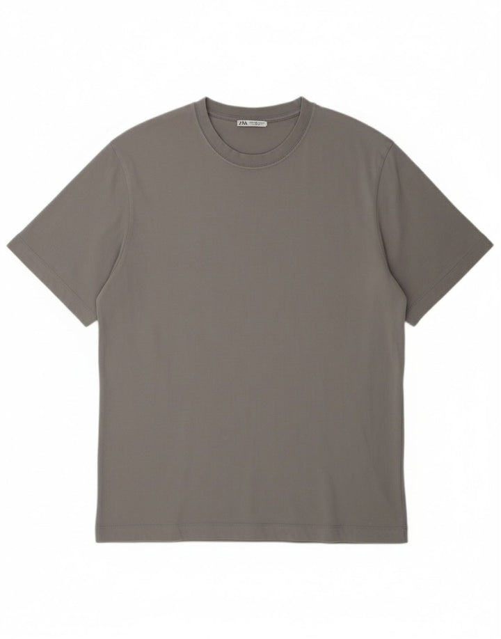 ZARA Mens T-Shirt Top XL Grey Vintage Zara and Second-Hand Zara from Messina Hembry 