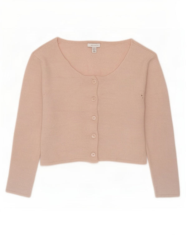 Topshop Womens Crop Cardigan Sweater UK 14 Medium Pink Acrylic