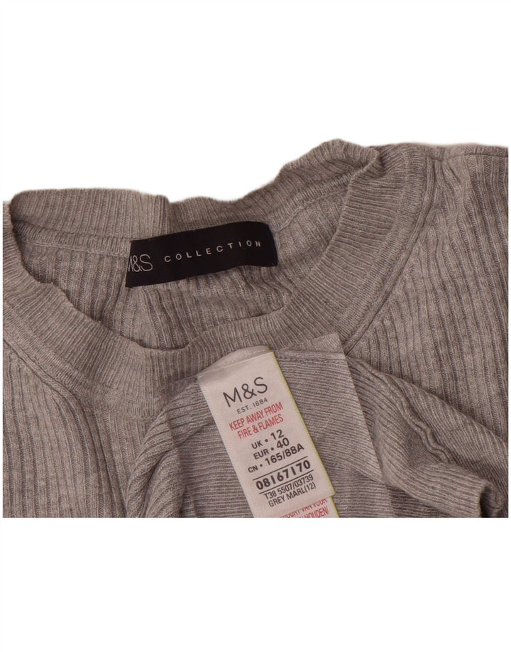 Marks & Spencer Womens Crew Neck Jumper Sweater UK 12 Medium Grey Viscose