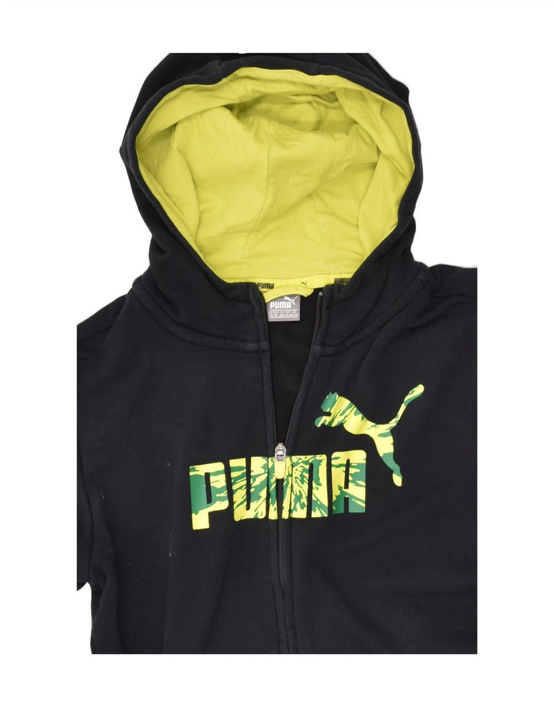 PUMA Girls Graphic Hoodie Jumper 13-14 Years Black Cotton | Vintage Puma | Thrift | Second-Hand Puma | Used Clothing | Messina Hembry 