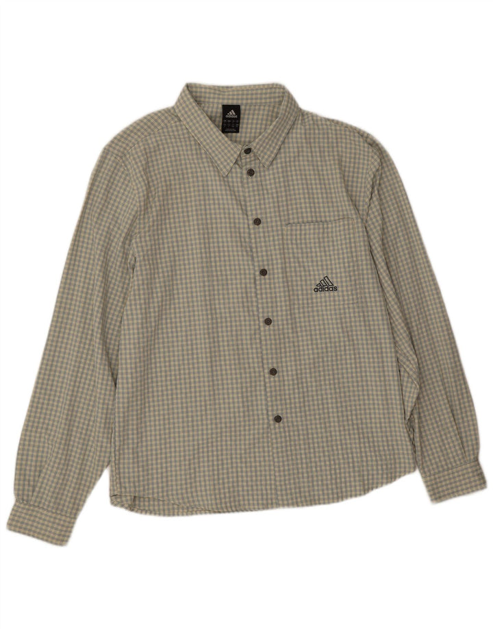 Adidas Mens Shirt Large Beige Check Polyester