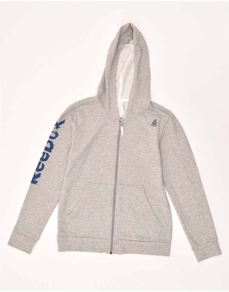 REEBOK Boys Graphic Zip Hoodie Sweater 13-14 Years Large Grey Cotton | Vintage Reebok | Thrift | Second-Hand Reebok | Used Clothing | Messina Hembry 