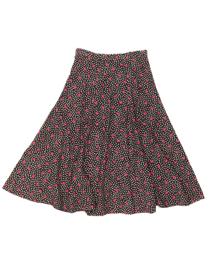 Vintage Womens Flared Skirt W25 XS Black Floral