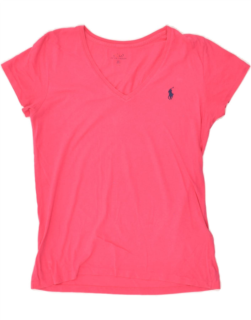 POLO RALPH LAUREN Womens T-Shirt Top UK 14 Medium Pink Cotton | Vintage Polo Ralph Lauren | Thrift | Second-Hand Polo Ralph Lauren | Used Clothing | Messina Hembry 