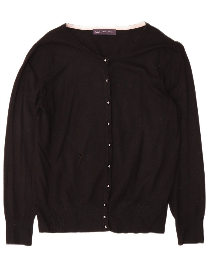 Marks & Spencer Womens Cardigan Sweater UK 14 Medium Black Viscose