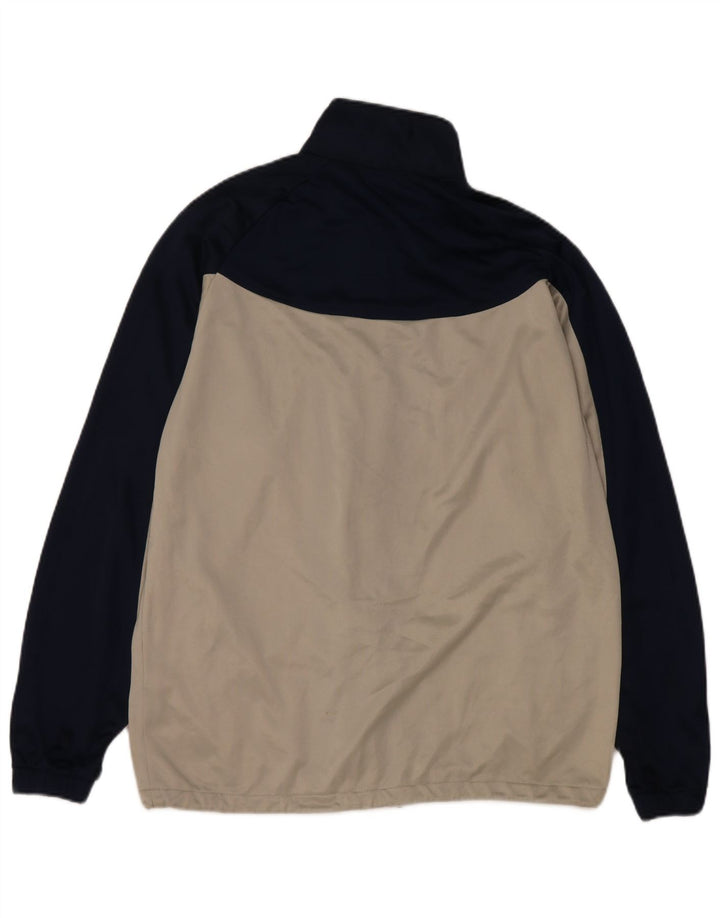 Asics Mens Tracksuit Top Jacket Medium Off White Colourblock Polyester