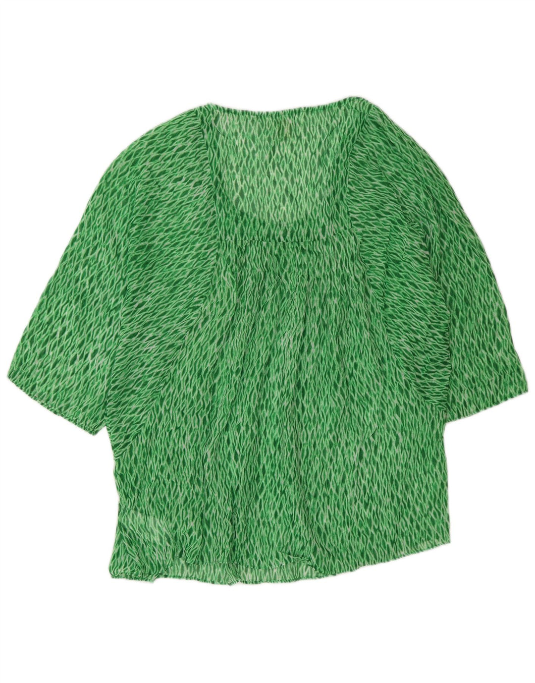 Michael Kors Womens Blouse Top UK 16 Large Green Argyle/Diamond Polyester