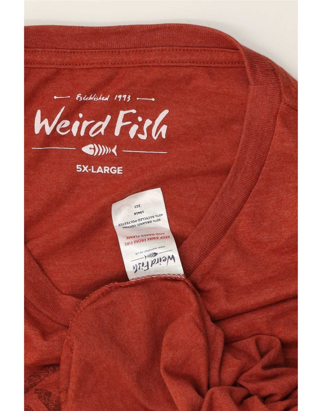 Weird Fish Mens Graphic T-Shirt Top 5XL Orange Cotton