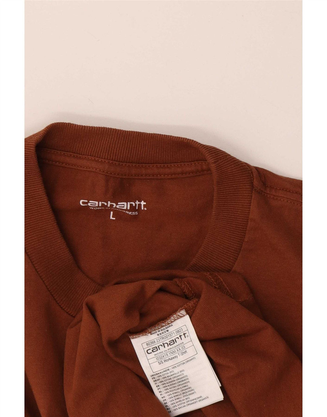 Carhartt Mens Graphic T-Shirt Top Large Brown Cotton