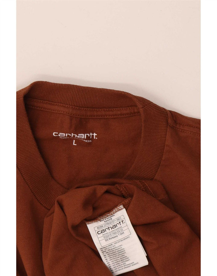 Carhartt Mens Graphic T-Shirt Top Large Brown Cotton