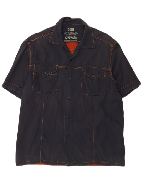 NAPAPIJRI Mens Graphic Short Sleeve Shirt Medium Navy Blue Floral