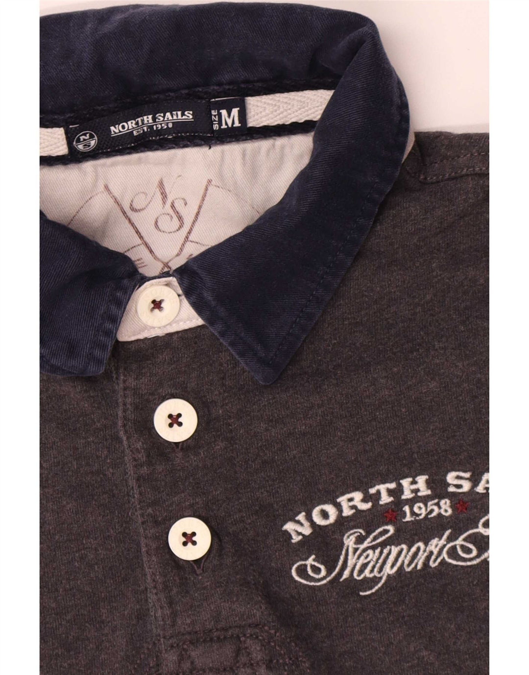 North Sails Mens Graphic Rugby Polo Shirt Medium Grey Colourblock