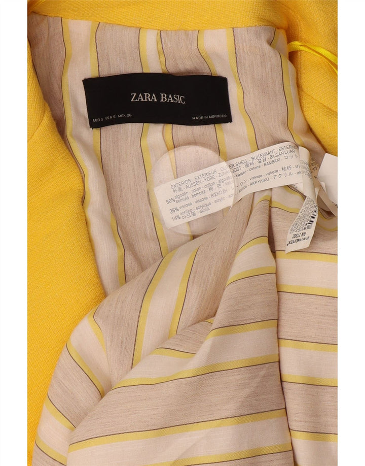 Zara Womens Oversized 1 Button Longline Blazer Jacket UK 10 Small Yellow