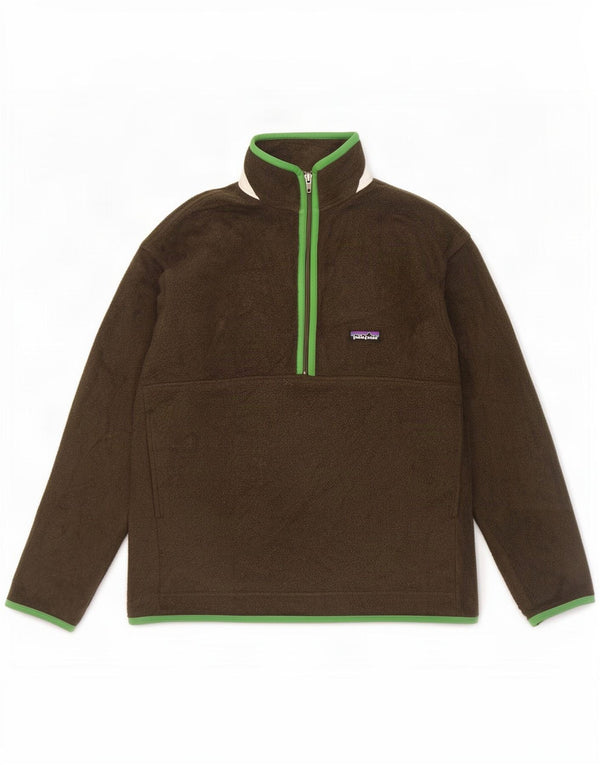 Patagonia Boys Zip Neck Fleece Jumper 13-14 Years XL Khaki Polyester