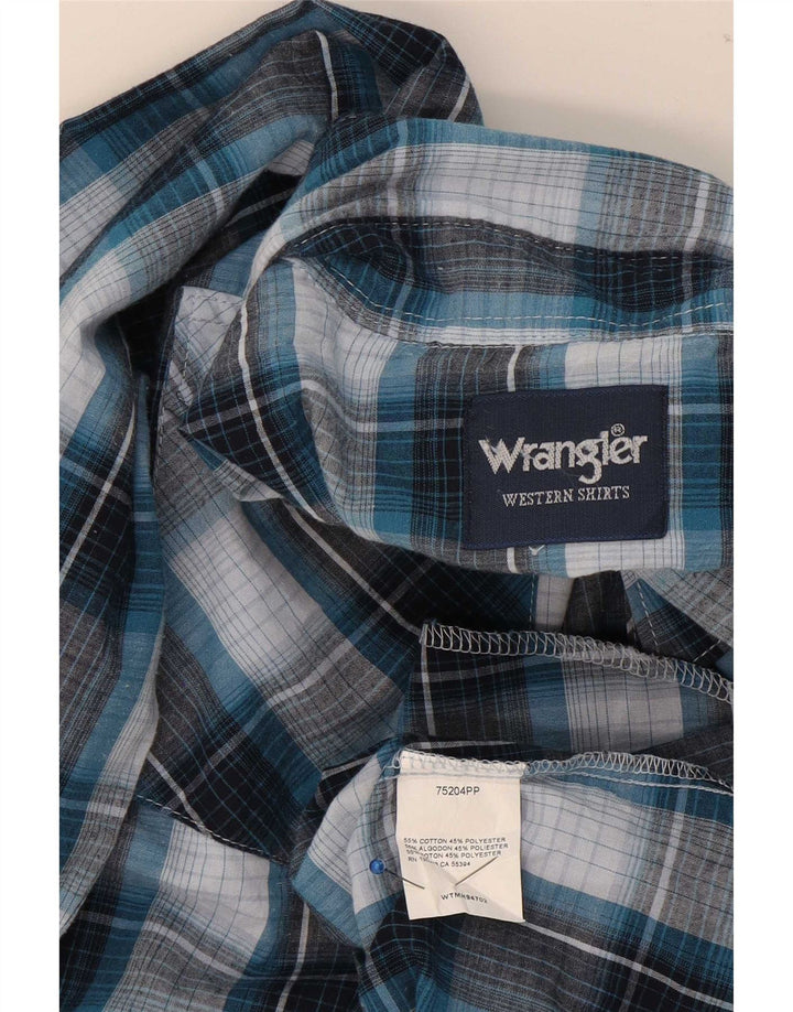 Wrangler Mens Shirt Medium Blue Check Cotton