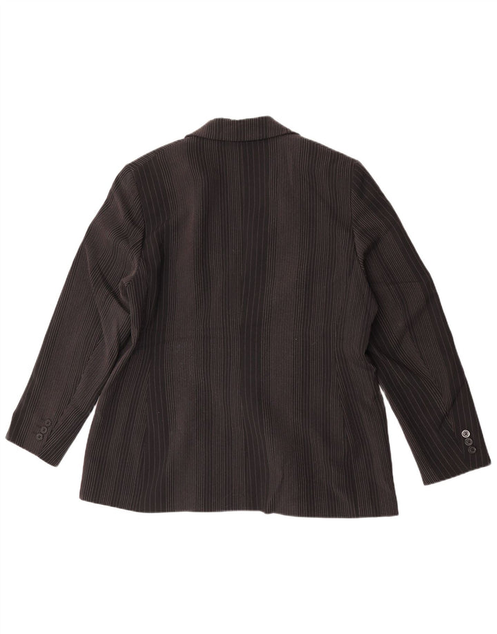 Marks & Spencer Womens 2 Button Blazer Jacket UK 14 Large Black Pinstripe