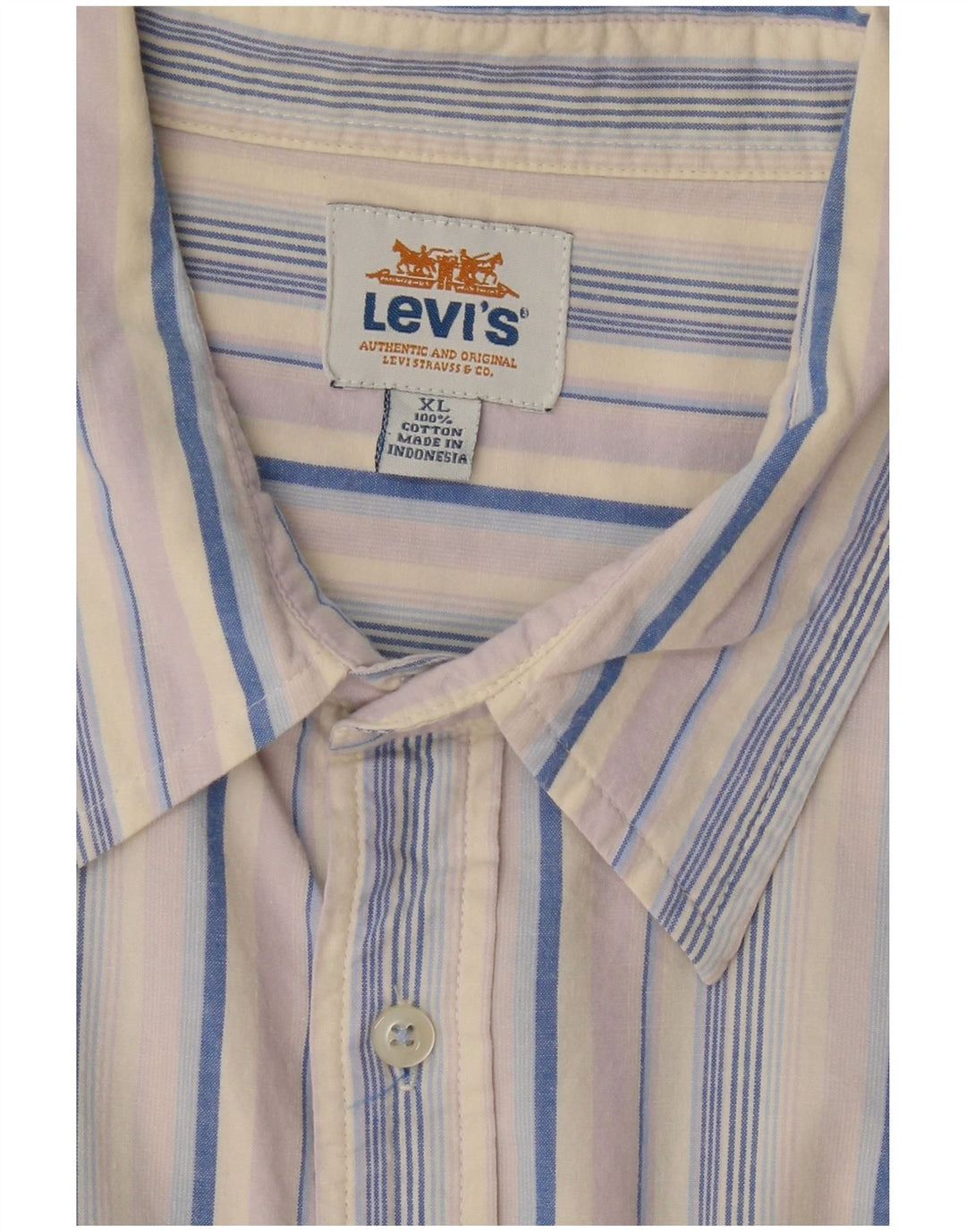 LEVI'S Mens Short Sleeve Shirt XL Multicoloured Striped Cotton