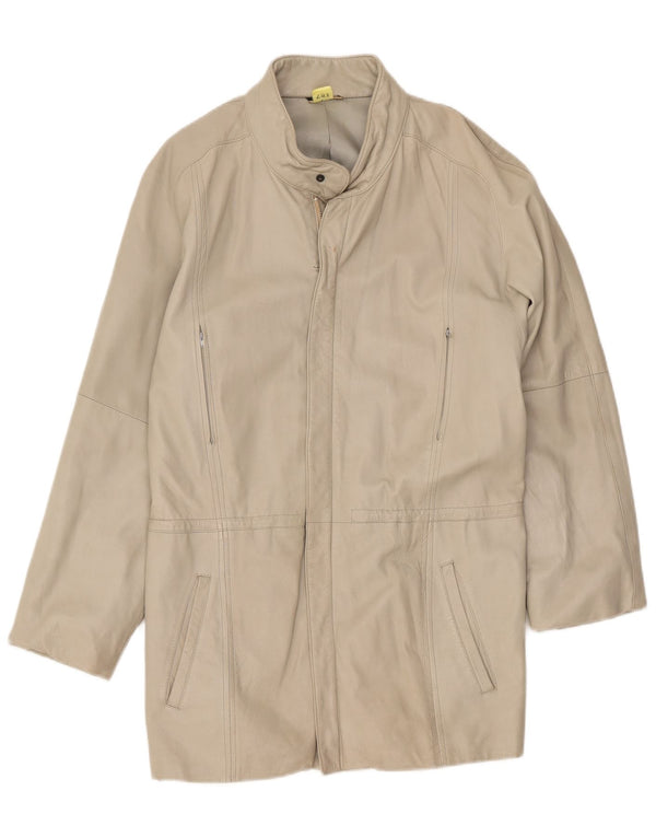 Vintage Womens Leather Coat UK 14 Medium Off White