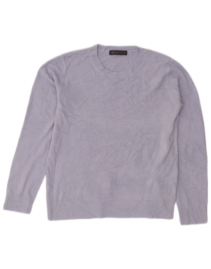 Marks & Spencer Womens Crew Neck Jumper Sweater UK 12 Medium Blue Acrylic
