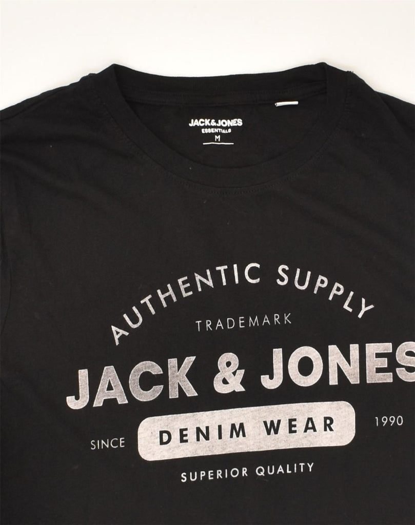 JACK & JONES Mens Graphic T-Shirt Top Medium Black Cotton | Vintage Jack & Jones | Thrift | Second-Hand Jack & Jones | Used Clothing | Messina Hembry 