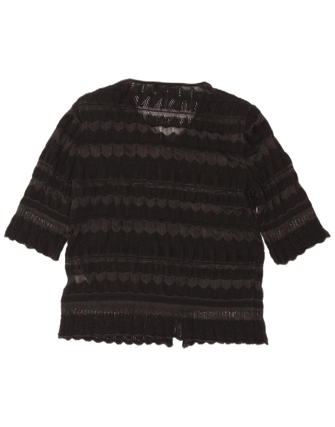 Liola Womens Short Sleeve Cardigan Sweater IT 48 XL Black Striped