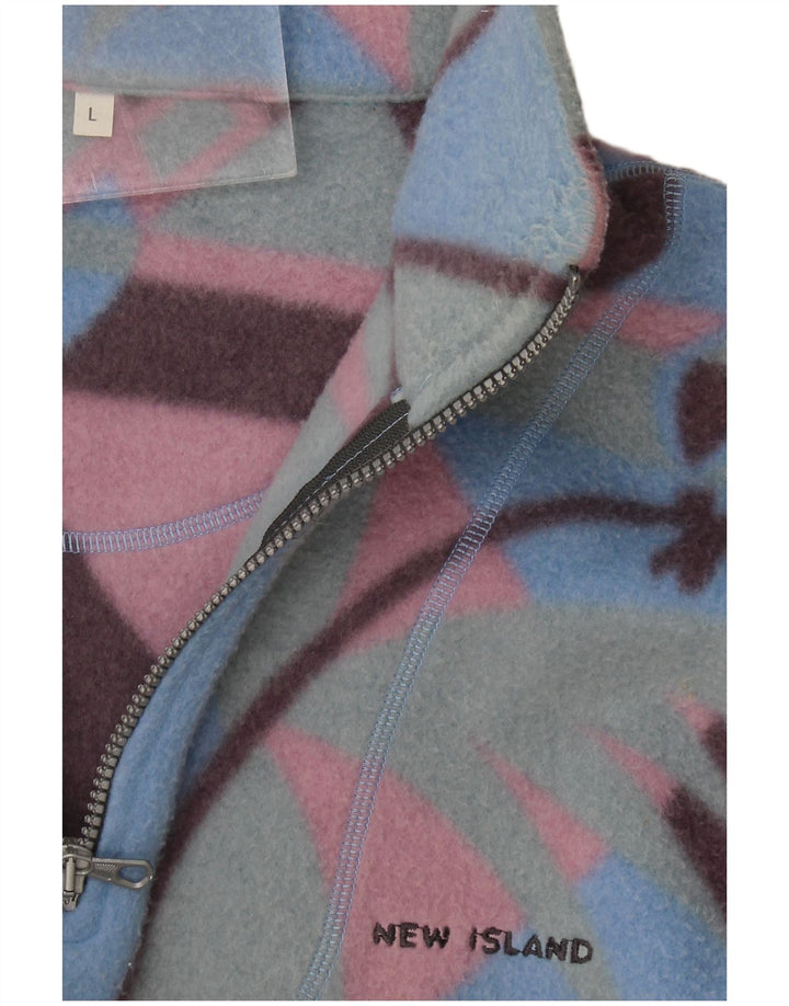 Vintage Mens Zip Neck Fleece Jumper Large Multicoloured Fair Isle