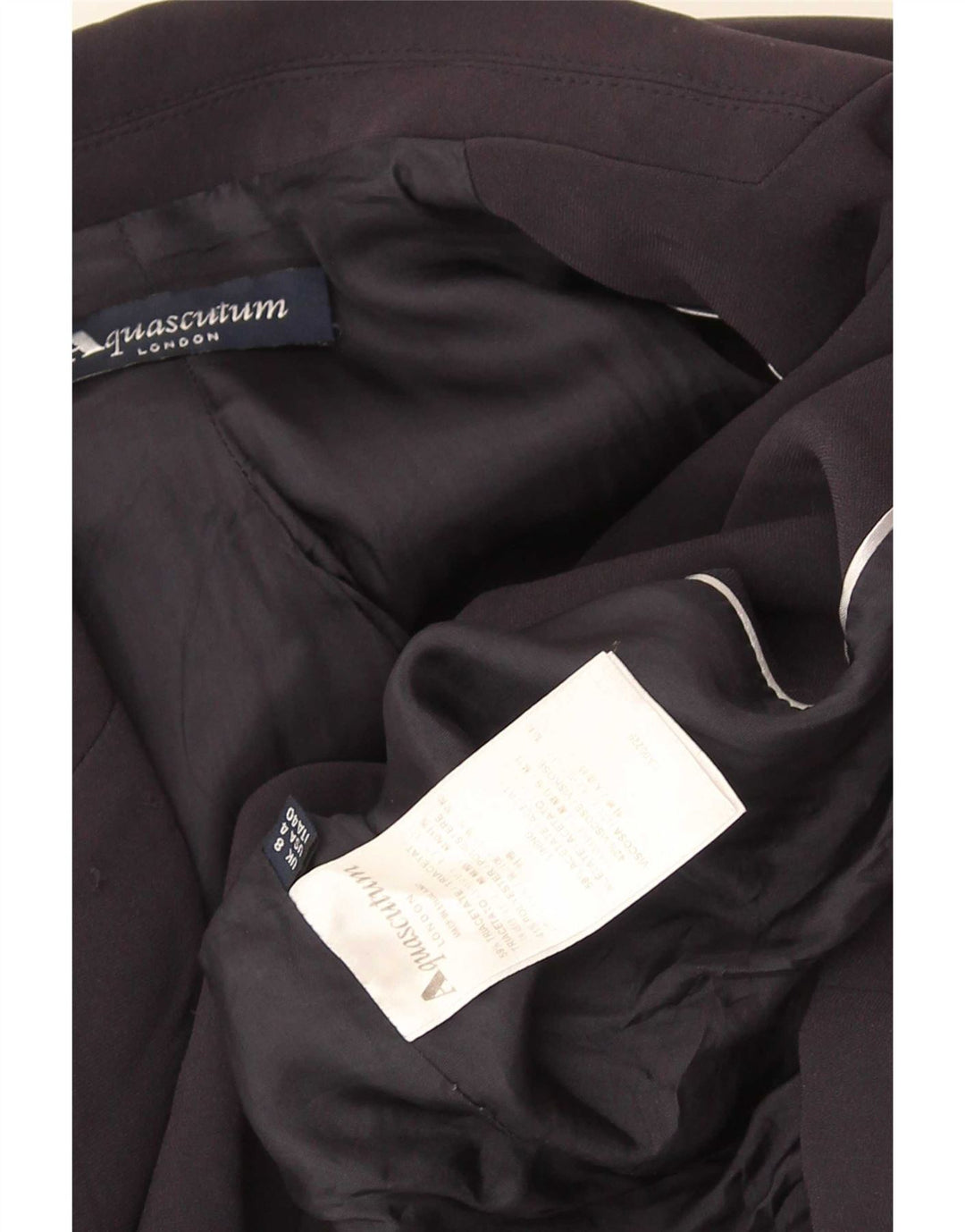 Aquascutum Womens 2 Button Blazer Jacket UK 8 Small Navy Blue Acetate