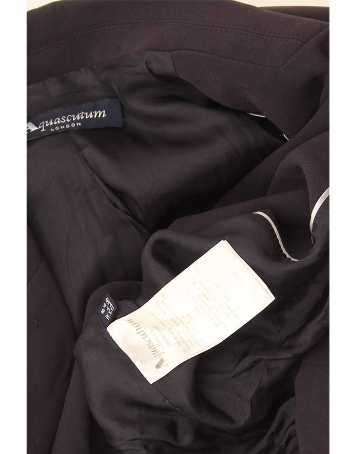 Aquascutum Womens 2 Button Blazer Jacket UK 8 Small Navy Blue Acetate