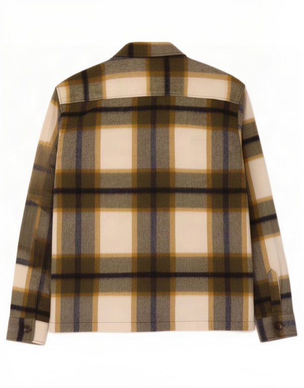 Zara Mens Overshirt Relaxed Fit Flannel Shirt Small Khaki Plaid