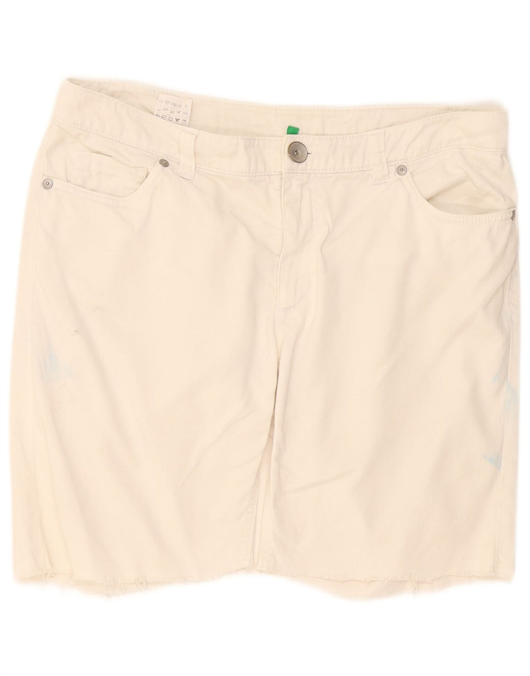 Benetton Womens Casual Shorts IT 44 Medium W34 White Cotton