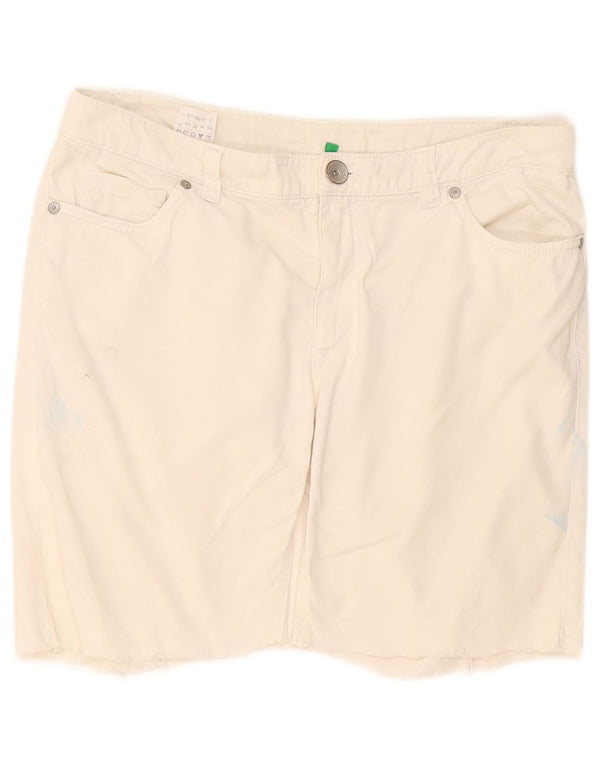 Benetton Womens Casual Shorts IT 44 Medium W34 White Cotton