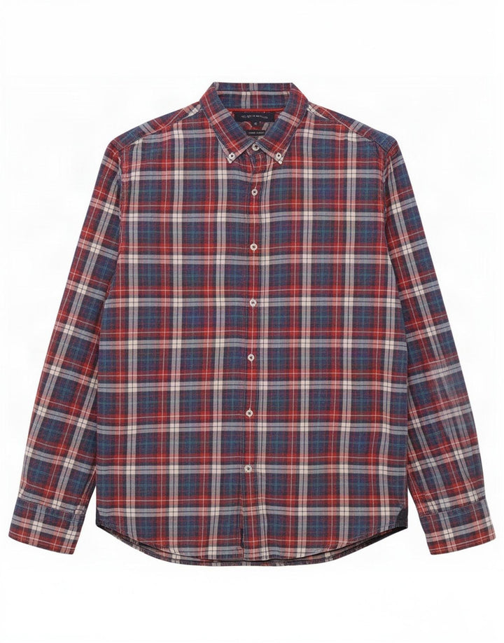 Tommy Hilfiger Mens Shirt Medium Red Plaid Cotton