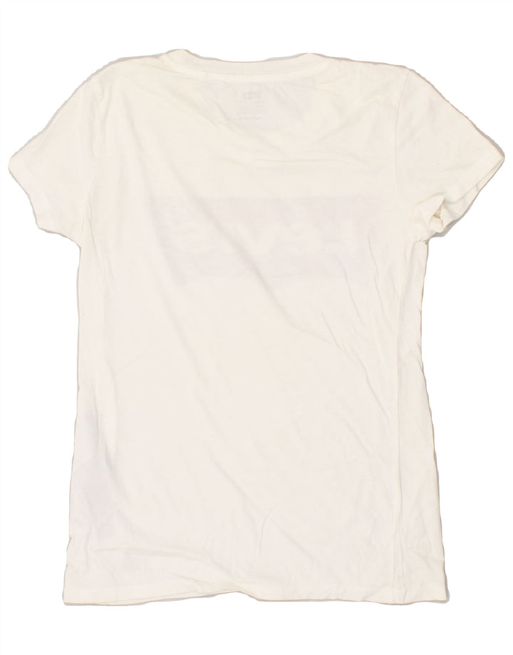 LEVI'S Womens Graphic T-Shirt Top UK 2 2XS Off White Cotton | Vintage Levi's | Thrift | Second-Hand Levi's | Used Clothing | Messina Hembry 