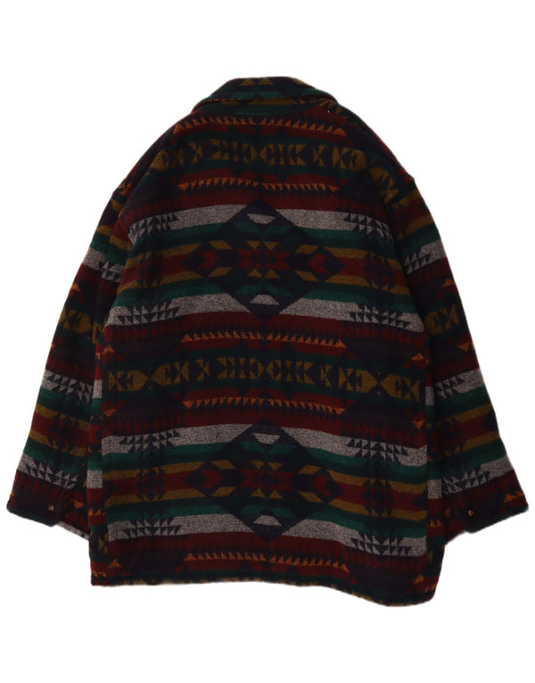 Vintage Mens Windbreaker Coat EU 56 3XL Multicoloured Geometric Wool Aztec