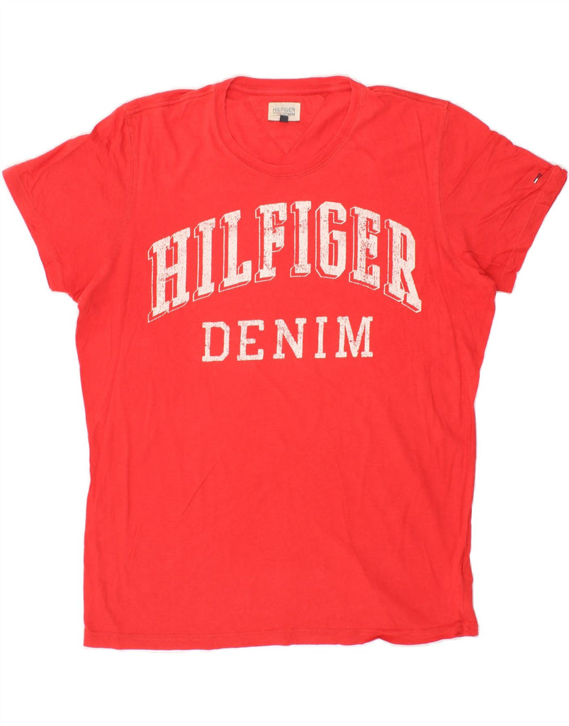 TOMMY HILFIGER Mens Graphic T-Shirt Top XL Red Cotton Vintage Tommy Hilfiger and Second-Hand Tommy Hilfiger from Messina Hembry 