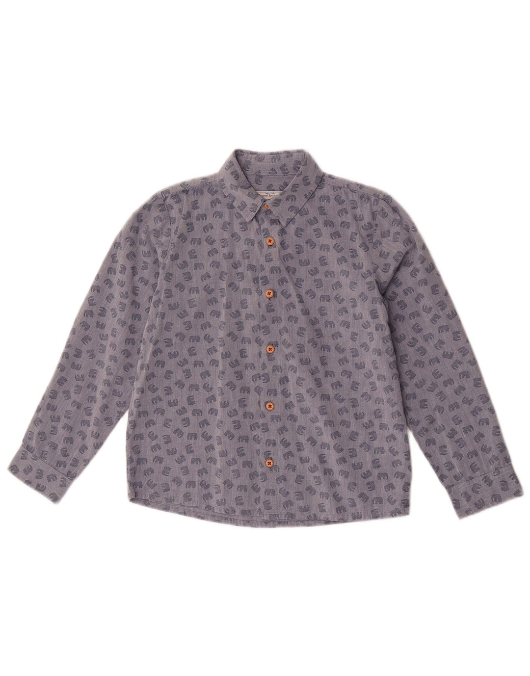 Monsoon Boys Shirt 9-10 Years Blue Animal Print Cotton