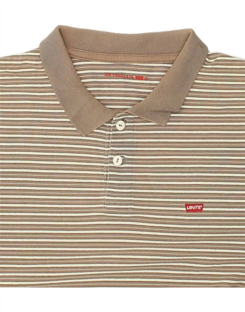 LEVI'S Mens Polo Shirt XL Brown Striped Cotton | Vintage Levi's | Thrift | Second-Hand Levi's | Used Clothing | Messina Hembry 