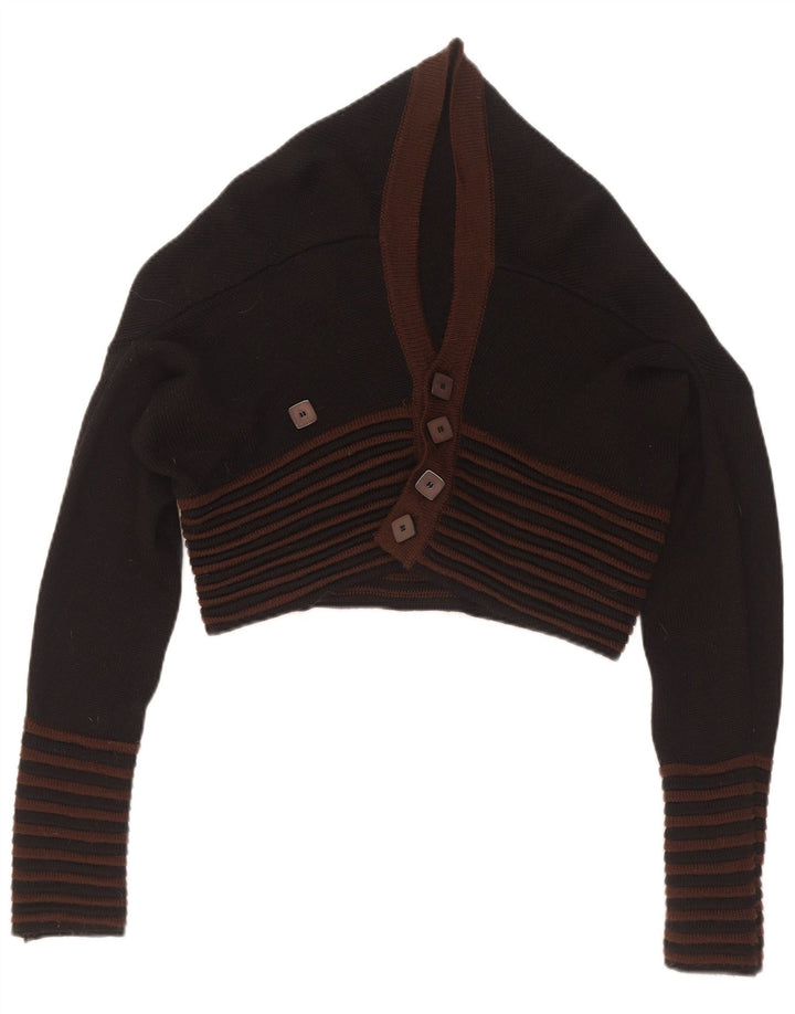 Vintage Womens Crop Cardigan Sweater IT 44 Medium Black Striped