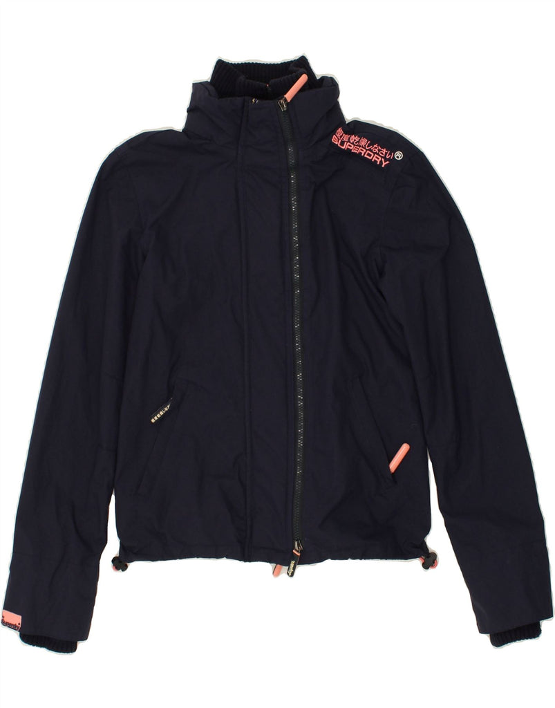 SUPERDRY Womens Windcheater Windbreaker Jacket UK 6 XS Navy Blue Nylon Vintage Superdry and Second-Hand Superdry from Messina Hembry 