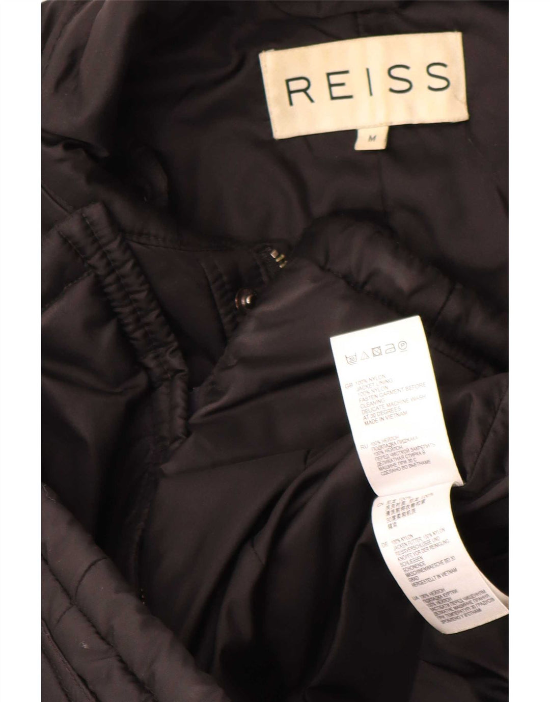 Reiss Mens Quilted Jacket UK 38 Medium Black Nylon