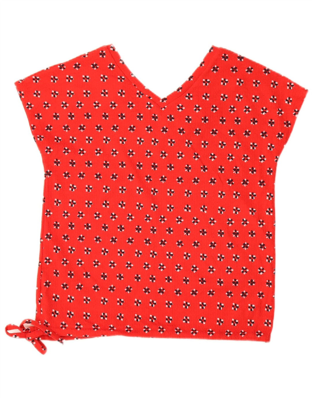 Marks & Spencer Womens Blouse Top UK 8 Small Red Floral Cotton