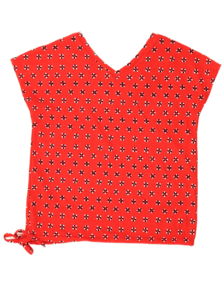 Marks & Spencer Womens Blouse Top UK 8 Small Red Floral Cotton