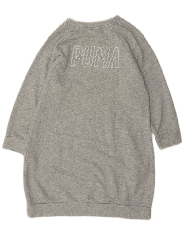 Puma Womens Oversized Graphic Sweatshirt Jumper Dress UK 10 Small Grey