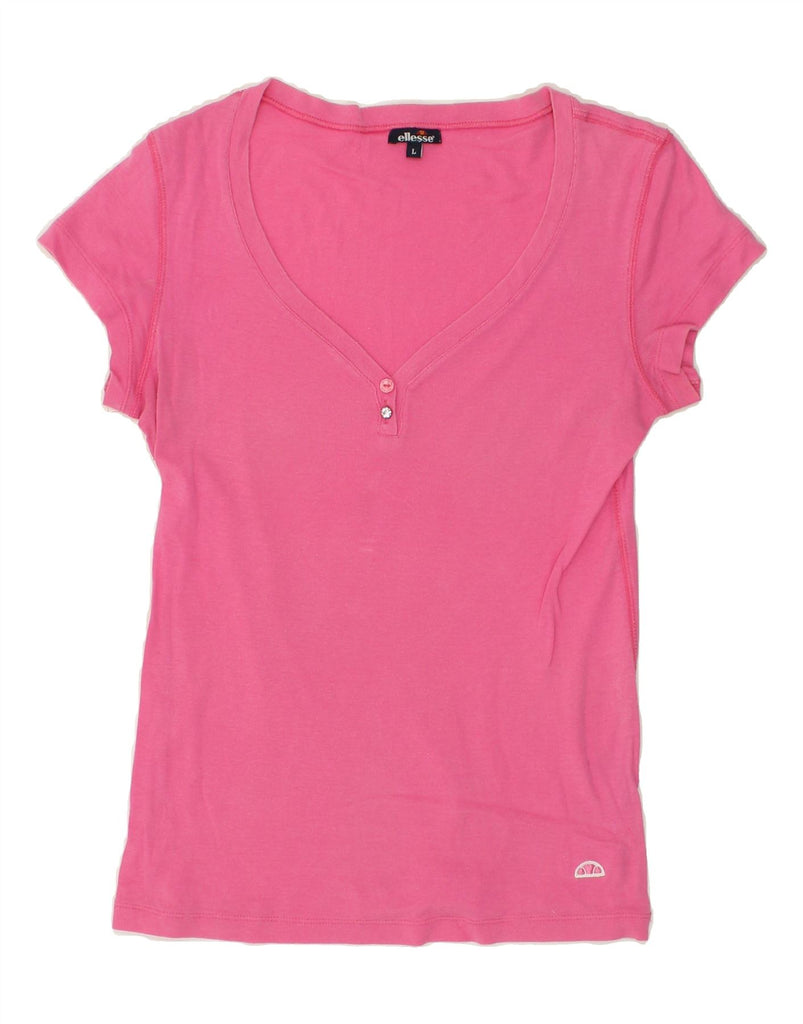 ELLESSE Womens T-Shirt Top UK 14 Large Pink | Vintage Ellesse | Thrift | Second-Hand Ellesse | Used Clothing | Messina Hembry 